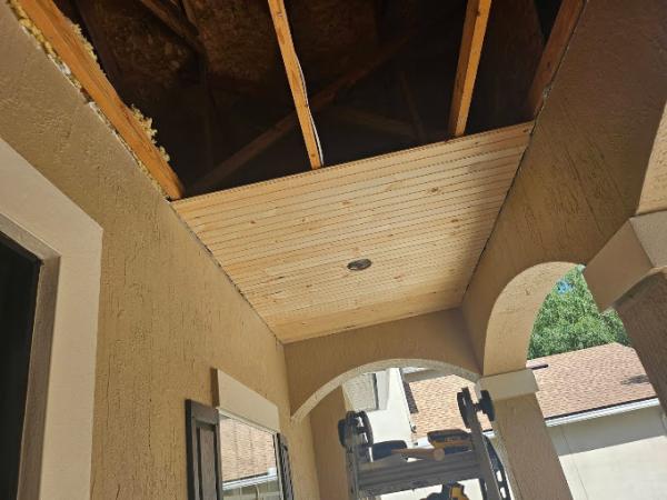 Replace ceiling with wood slates 