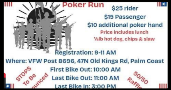 VFW Palm Coast Poker Run Brings Riders Together for Food, Fun, and Prizes