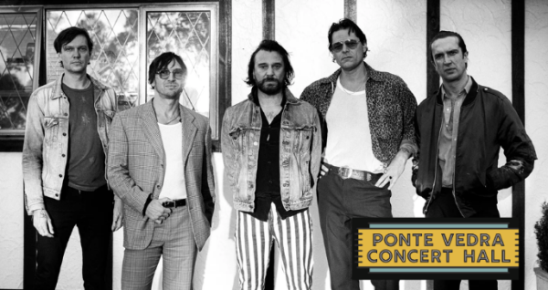 Promotional tour image for Australian rock band JET performing live in concert with special guests The Glorious Sons at the Ponte Vedra Concert Hall near Palm Coast, Florida.