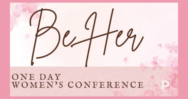 A welcoming and beautifully decorated auditorium stage at Parkview Church in Palm Coast Florida for a women Christian conference.