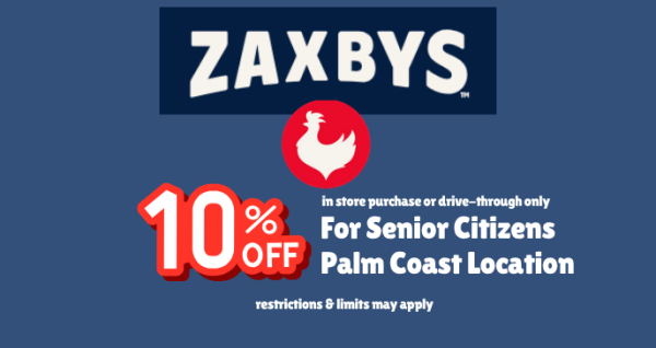 Zaxbys Palm Coast Senior Discount